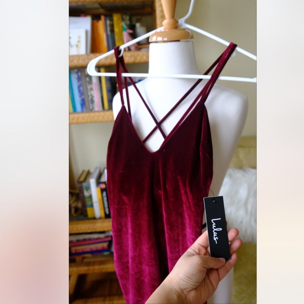 NWT Lulu’s strappy velvet bodycon mini dress - Picture 3 of 7